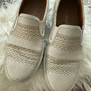 Jimmy Choo White and Tan Slip-On Shoes Size 41 made in Spain!
